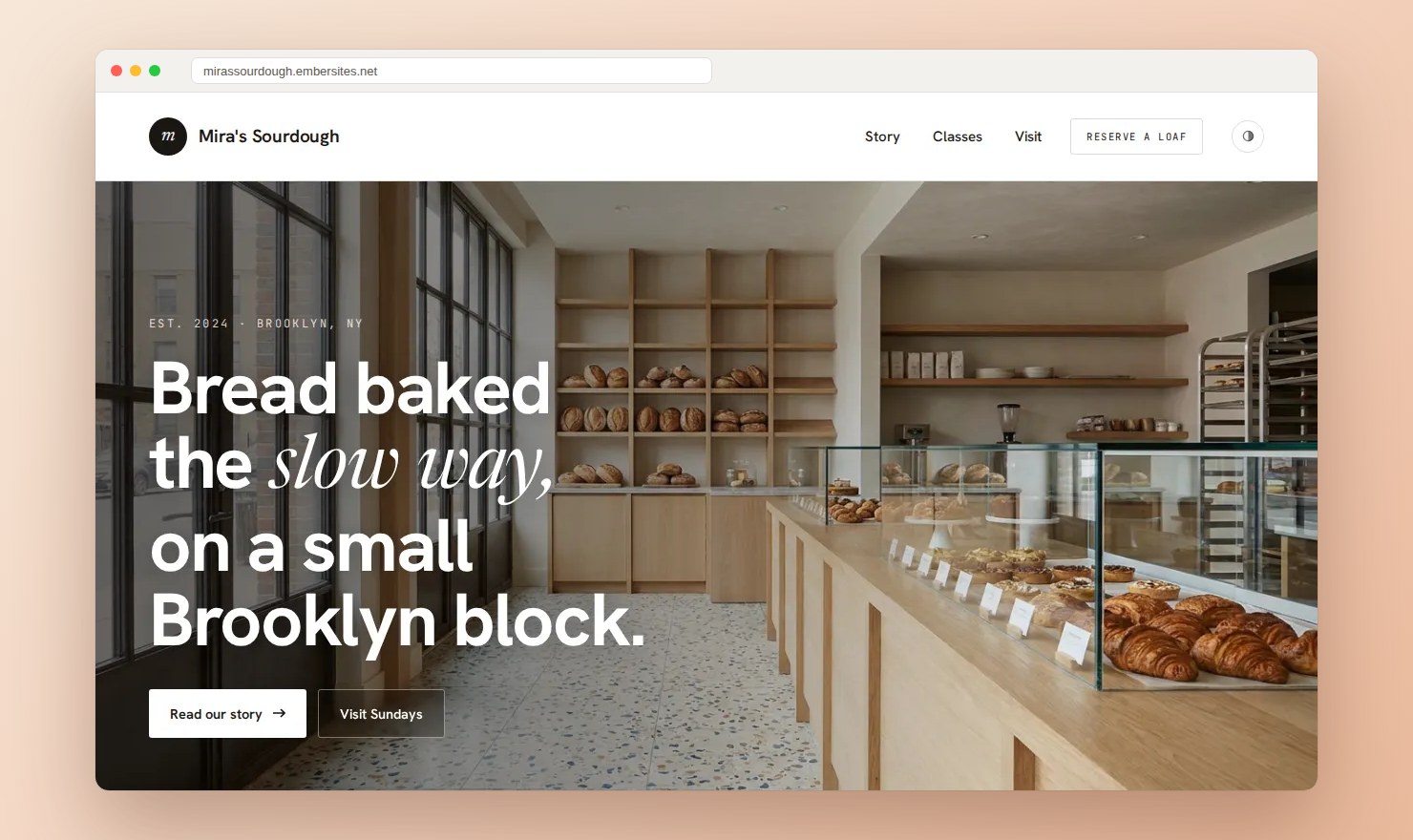 A bakery website built with Ember Websites